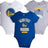 Ultra Game NBA Golden State Warriors Super Soft Cotton 3 Pack Baby Creeper Bodysuit|Golden State Warriors - UltraGameShop