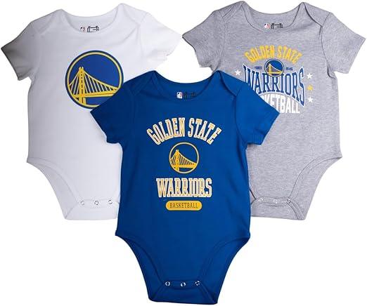 Ultra Game NBA Golden State Warriors Super Soft Cotton 3 Pack Baby Creeper Bodysuit|Golden State Warriors - UltraGameShop