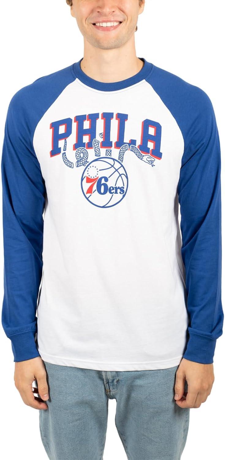 Ultra Game NBA Philadelphia 76ers Super Soft Raglan Baseball T-Shirt |Philadelphia 76ers - UltraGameShop