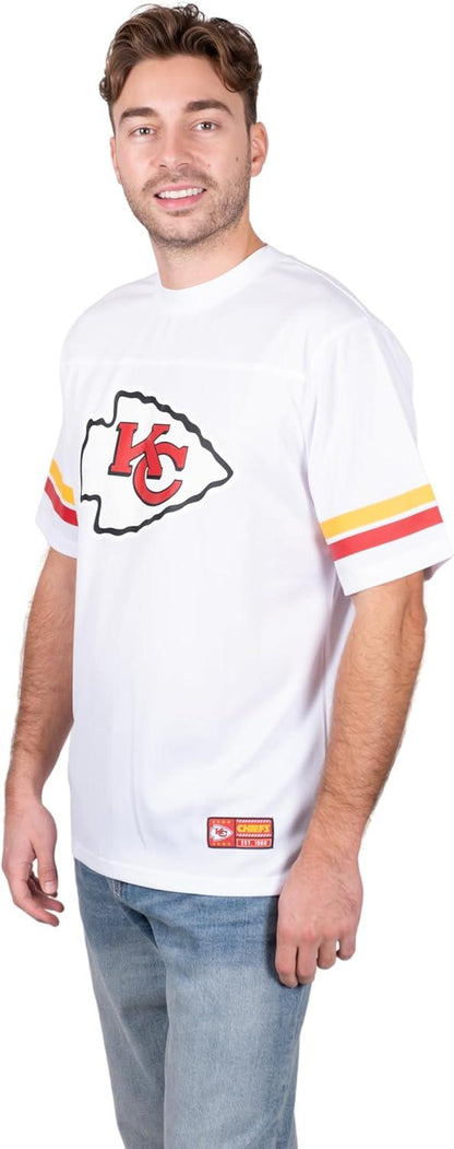 Ultra Game NFL Kansas City Chiefs Mens Standard Jersey Crew Neck Mesh Stripe T-Shirt|Kansas City Chiefs - UltraGameShop