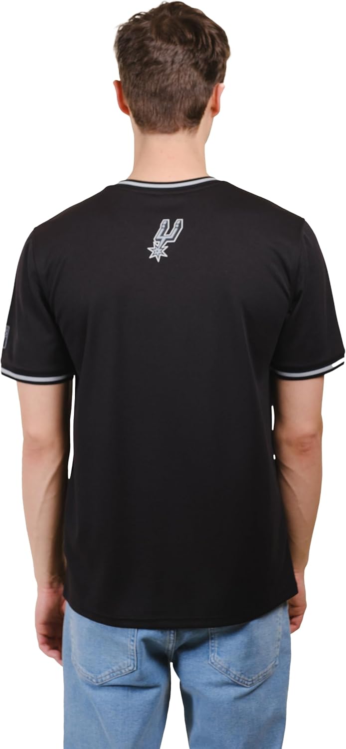 Ultra Game NBA Official Men’s Game Time Soft Mesh Short Sleeve Shirt, San Antonio Spurs, Black|San Antonio Spurs