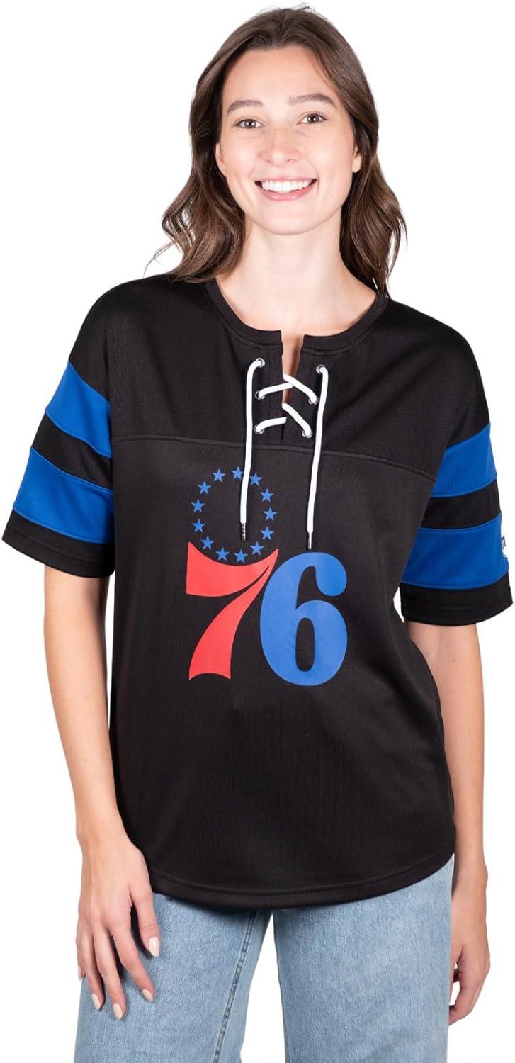 Ultra Game Women's Philadelphia 76ers Super Soft Mesh Lace-up Jersey Shirt | Philadelphia 76ers - UltraGameShop