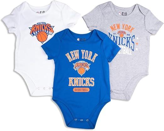 Ultra Game NBA New York Knicks Super Soft Cotton 3 Pack Baby Creeper Bodysuit|New York Knicks - UltraGameShop