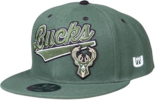 Ultra Game Adults Milwaukee Bucks Snap Back 3D Embroidered Team Logo Baseball Cap Hat |Milwaukee Bucks - UltraGameShop