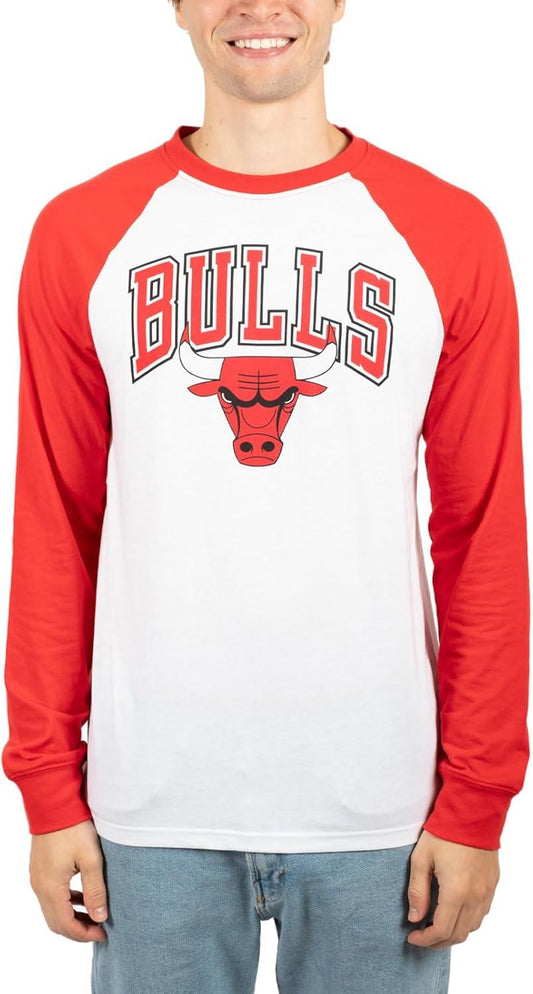 Ultra Game NBA Chicago Bulls Men's Super Soft Raglan Baseball T-Shirt |Chicago Bulls - UltraGameShop