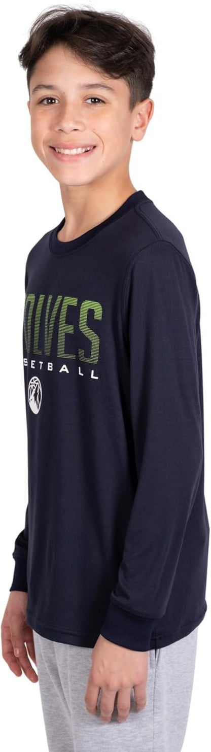 Ultra Game NBA Minnesota Timberwolves Boys Super Soft Long Sleeve Active T-Shirt|Minnesota Timberwolves - UltraGameShop