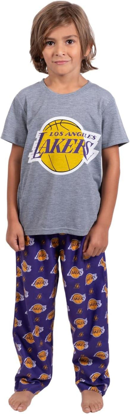 Ultra Game NBA Los Angeles Lakers Boys 2 Piece Tee Shirt & Lounge Pants Pajama Set| Los Angeles Lakers - UltraGameShop