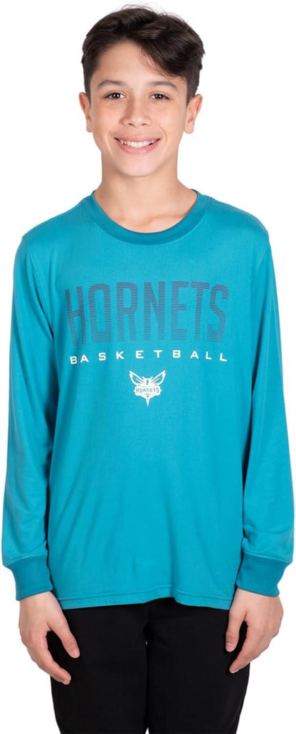 Ultra Game NBA Charlotte Hornets Boys Super Soft Long Sleeve Active T-Shirt|Charlotte Hornets - UltraGameShop