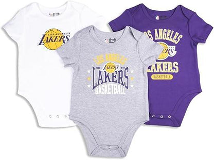 Ultra Game NBA Los Angeles Lakers Super Soft Cotton 3 Pack Baby Creeper Bodysuit|Los Angeles Lakers - UltraGameShop