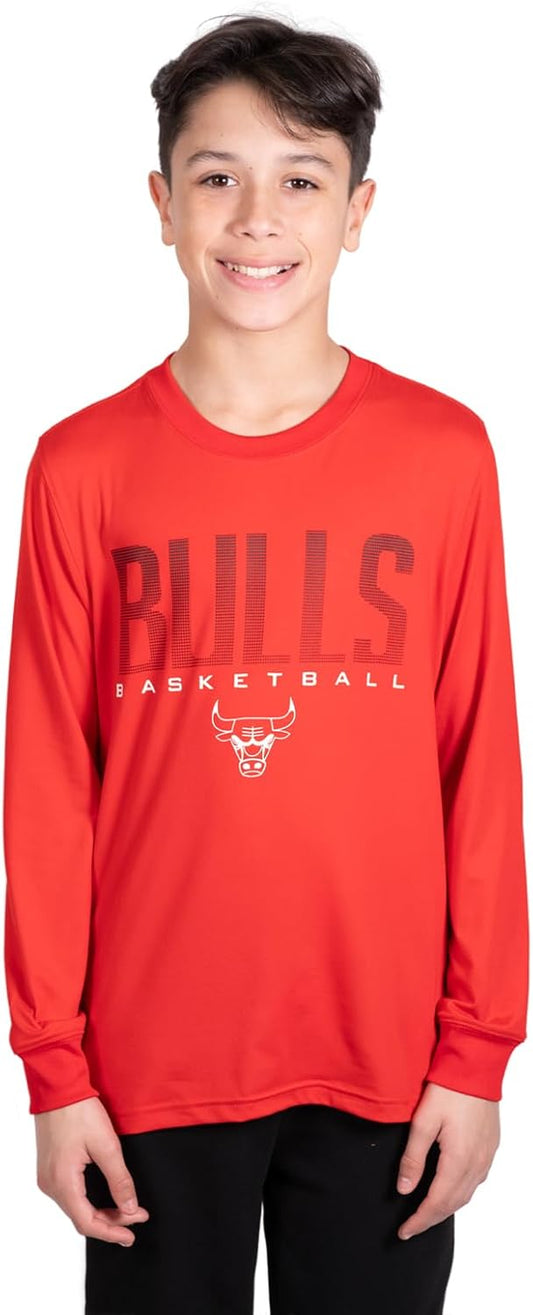 Ultra Game NBA Chicago Bulls Boys Super Soft Long Sleeve Active T-Shirt|Chicago Bulls - UltraGameShop