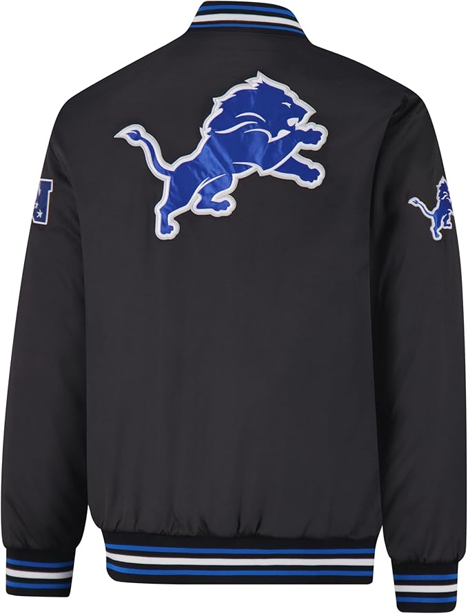 Ultra Game Adults NFL Official Supreme Satin Jacket|Detroit Lions
