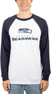 Ultra Game NFL Mens Super Soft Raglan Baseball Long Sleeve T-Shirt| Seattle Seahawks