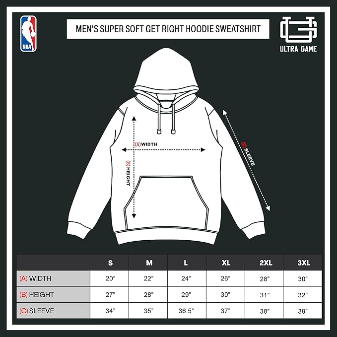 Ultra Game NBA Official Men's Super Soft Get Right Hoodie Sweatshirt, Atlanta Hawks, Black|Atlanta Hawks