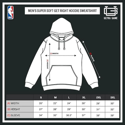 Ultra Game NBA Official Men's Super Soft Get Right Hoodie Sweatshirt, Atlanta Hawks, Black|Atlanta Hawks