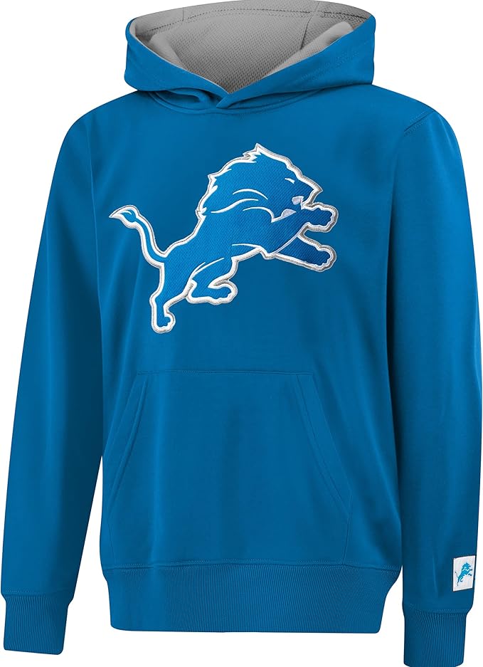 NFL Official Youth Super Soft Hoodie Sweatshirt Pullover - Warm Polyester Blend|Detroit Lions