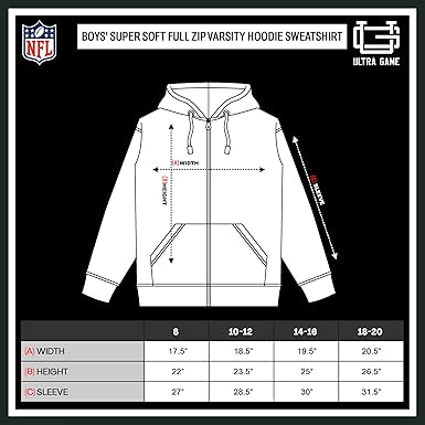 Ultra Game NFL Official Boy's Super Soft Full Zip Varsity Hoodie Sweatshirt, Denver Broncos, Team Color 2024|Denver Broncos