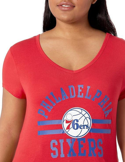 Ultra Game NBA Official Women's Relaxed Short Sleeve T-Shirt, Philadelphia 76ers, Team Color|Philadelphia 76ers