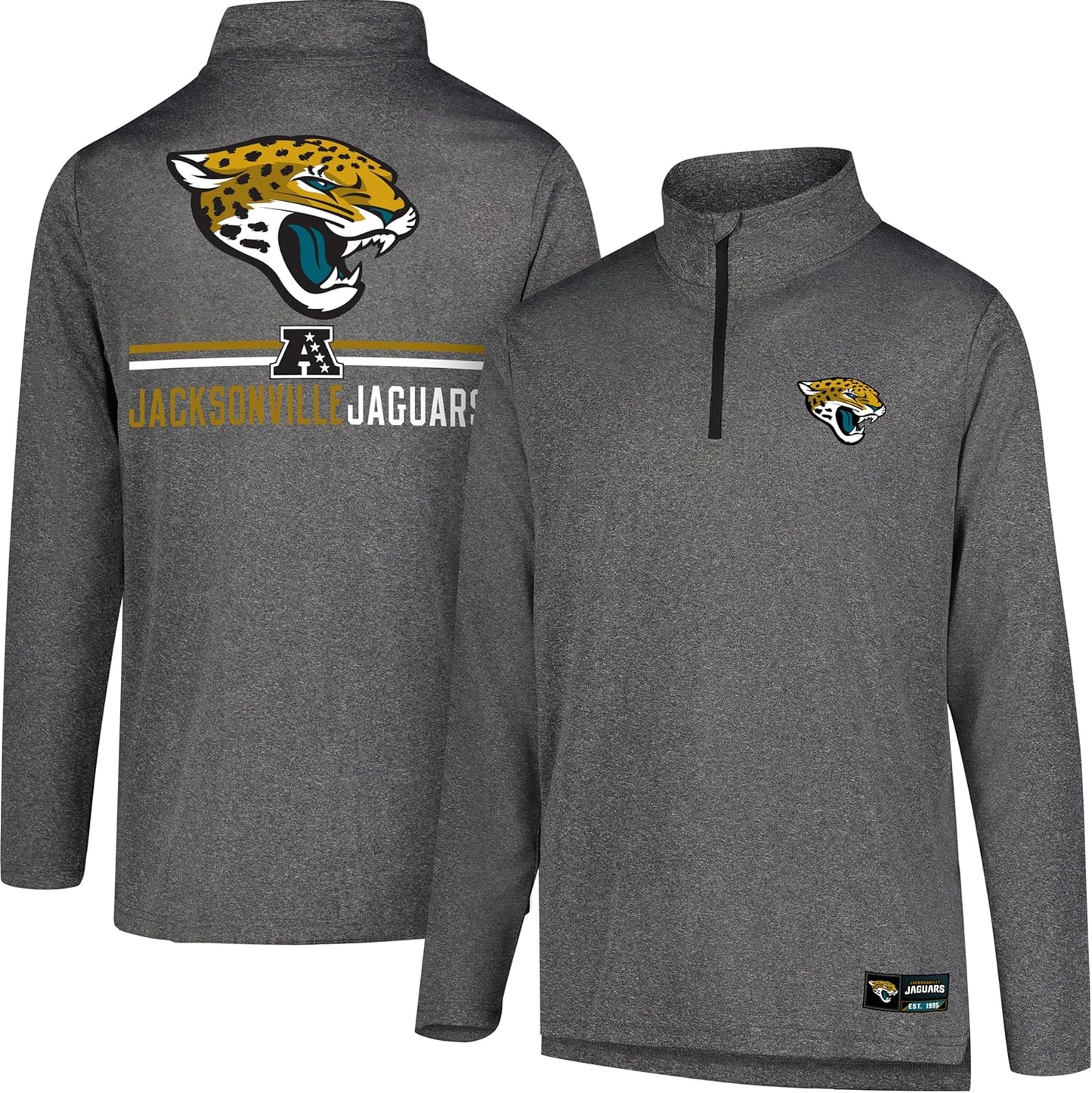 Ultra Game NFL Official Adults Super Soft Quarter Zip Long Sleeve T-Shirt - Unisex Jacksonville Jaguars|Jacksonville Jaguars