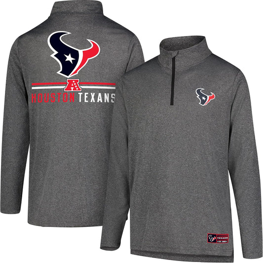 Ultra Game NFL Official Adults Super Soft Quarter Zip Long Sleeve T-Shirt - Unisex Houston Texans|Houston Texans