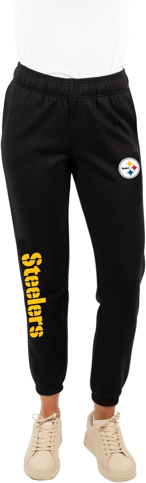 Ultra Game NFL Official Women's Super Soft Fleece Jogger Sweatpants, Pittsburgh Steelers|Pittsburgh Steelers