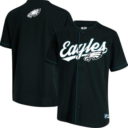 NFL Official Adults Game Day Button Down Baseball Mesh Jersey Shirt - Unisex|Philadelphia Eagles