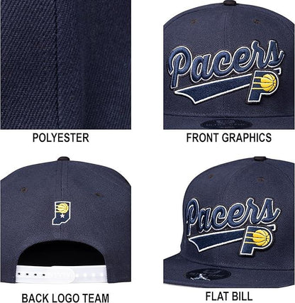 Ultra Game NBA Official Men’s Snap Back 3D Embroidered Team Logo Baseball Cap Hat - Unisex, Indiana Pacers, Team Color, 1SIZE|Indiana Pacers