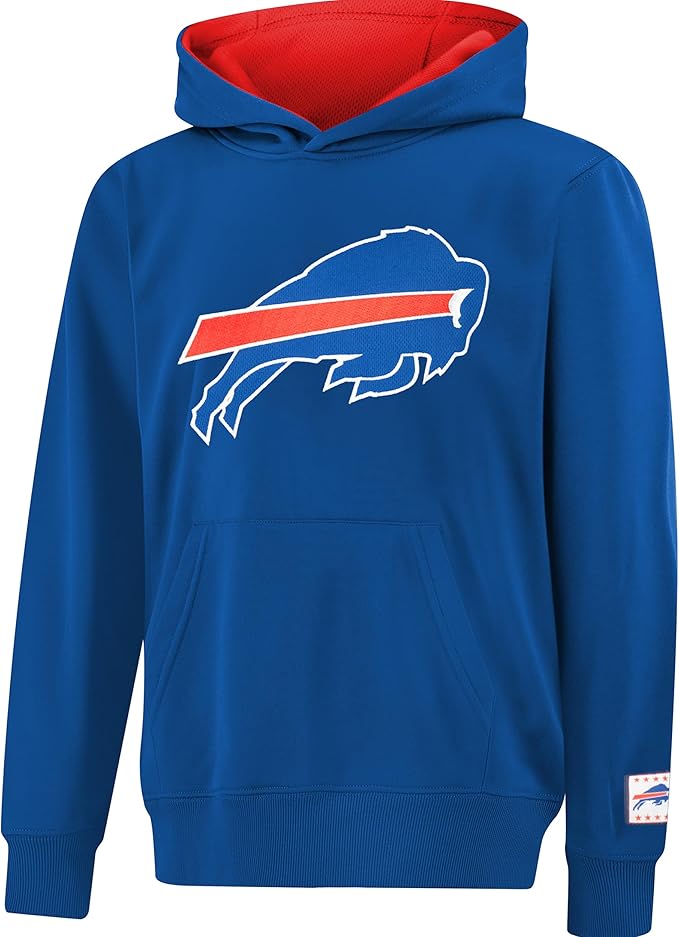 NFL Official Youth Super Soft Hoodie Sweatshirt Pullover - Warm Polyester Blend|Buffalo Bills