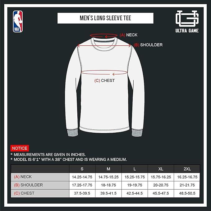 Ultra Game NBA Official Men’s Super Soft Game Day Long Sleeve T-Shirt - Unisex Miami Heat|Miami Heat