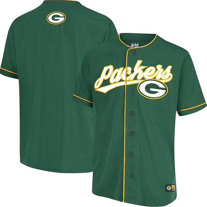 NFL Official Adults Game Day Button Down Baseball Mesh Jersey Shirt - Unisex|Green Bay Packers