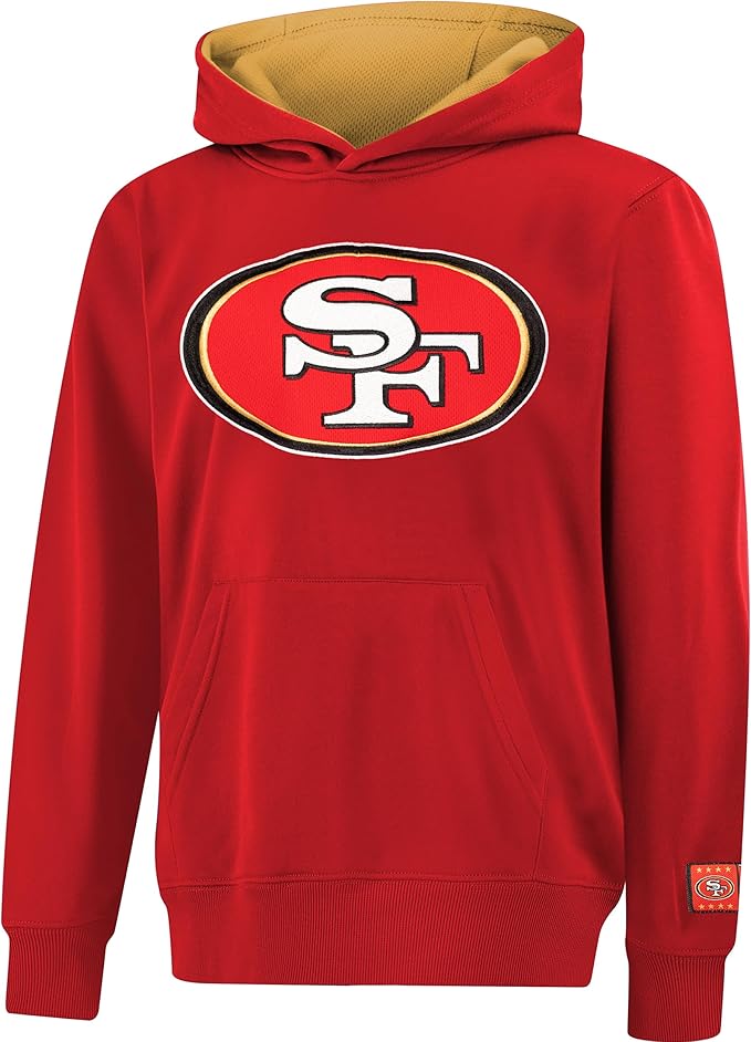 Ultra Game NFL Official Youth Super Soft Hoodie Sweatshirt Pullover - Warm Polyester Blend San Francisco 49ers|San Francisco 49ers