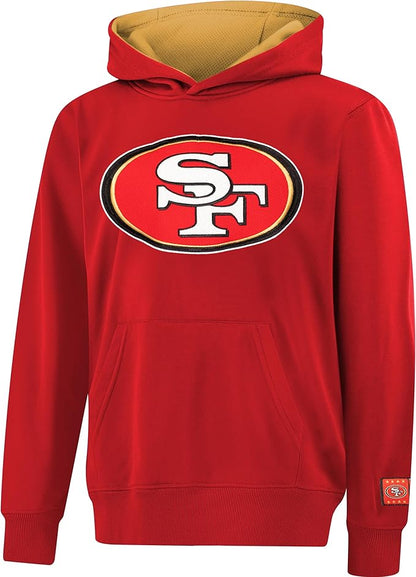 NFL Official Youth Super Soft Hoodie Sweatshirt Pullover - Warm Polyester Blend|San Francisco 49ers