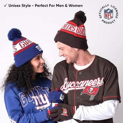 NFL Official Youth Super Soft Winter Beanie Knit Hat With Extra Warm Touch Screen Gloves|Buffalo Bills