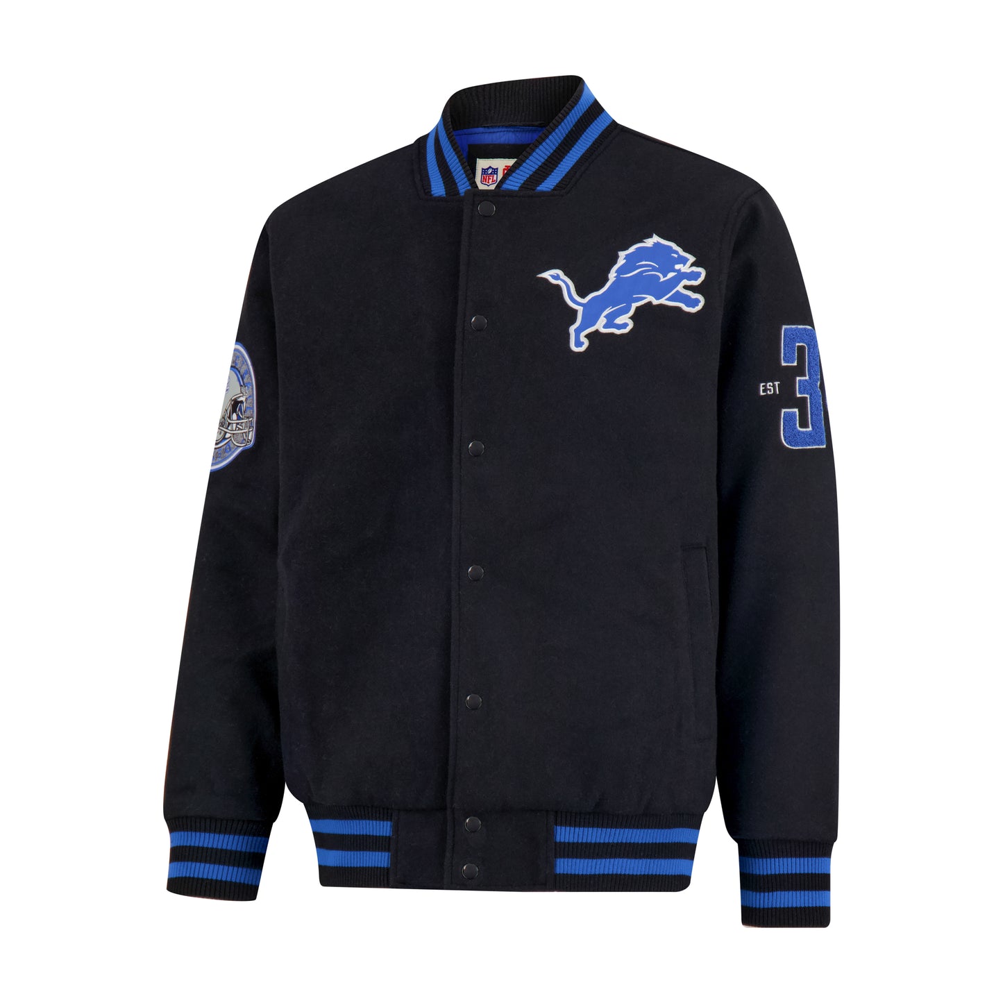 Ultra Game NFL Official Adults Classic Varsity Coaches Jacket Coat - Unisex, Detroit Lions, Team Color|Detroit Lions