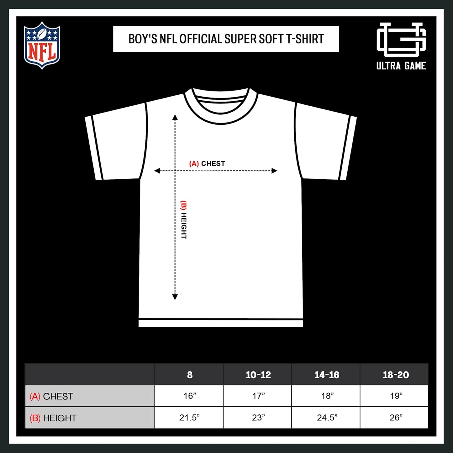 Ultra Game NFL Official Youth Super Soft 2 Pack T-Shirt Set, Chicago Bears|Chicago Bears