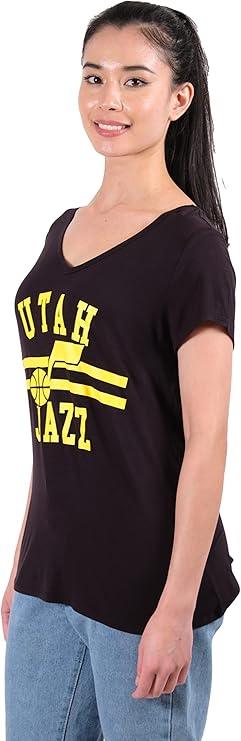 Ultra Game NBA Official Women's Relaxed Short Sleeve T-Shirt, Utah Jazz, Team Color|Utah Jazz