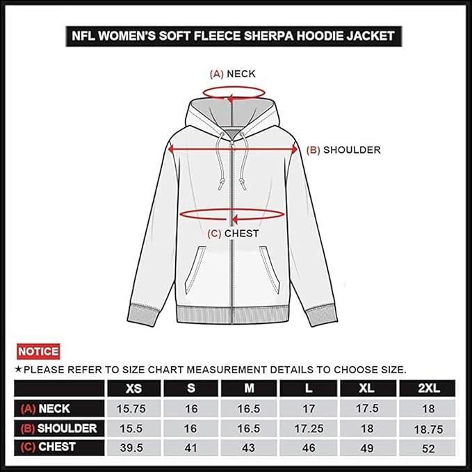 NFL Official Women's Full Zip Soft Sherpa Hoodie Sweatshirt Jacket|Las Vegas Raiders