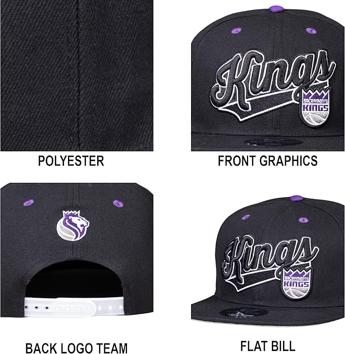 Ultra Game NBA Official Men’s Snap Back 3D Embroidered Team Logo Baseball Cap Hat - Unisex, Sacramento Kings, Team Color, 1SIZE|Sacramento Kings