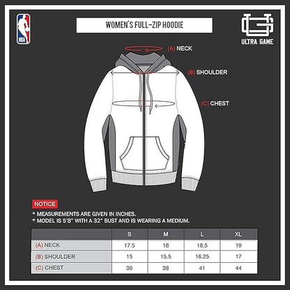 Ultra Game NBA Official Women's Super Soft Crop Top Full Zip Hoodie Sweatshirt, Chicago Bulls, Team Color|Chicago Bulls