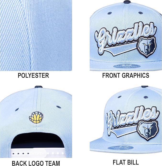 Ultra Game NBA Official Men’s Snap Back 3D Embroidered Team Logo Baseball Cap Hat - Unisex, Memphis Grizzlies, Team Color, 1SIZE|Memphis Grizzlies