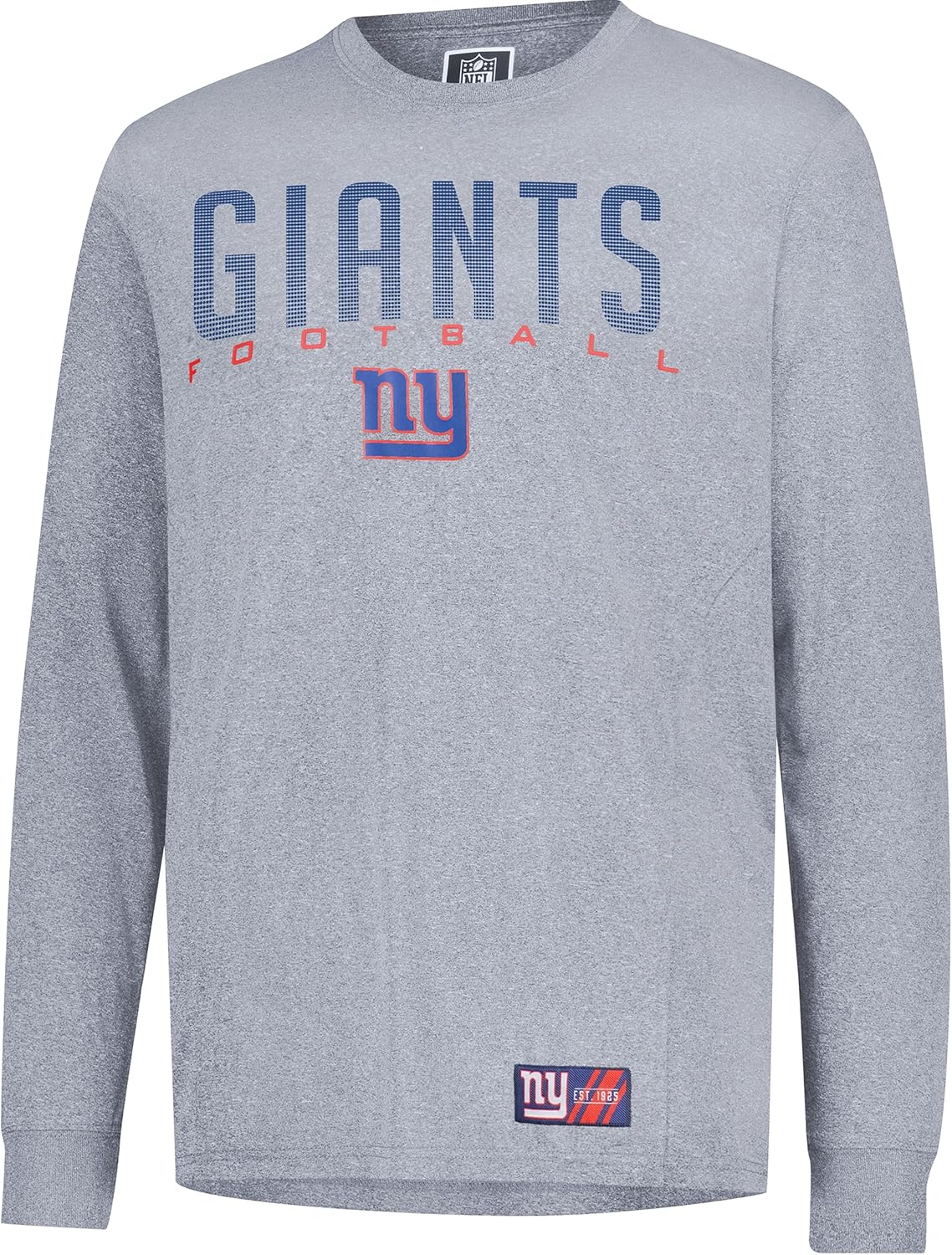 Ultra Game NFL Official Adults Super Soft Game Day Long Sleeve T-Shirt - Unisex, New York Giants, Heather Charcoal 24|New York Giants