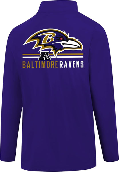 Ultra Game NFL Official Adults Super Soft Quarter Zip Long Sleeve T-Shirt - Unisex Baltimore Ravens|Baltimore Ravens