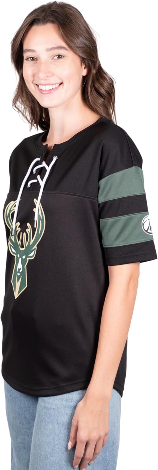 Ultra Game Women's Milwaukee Bucks Super Soft Mesh Lace-up Jersey Shirt | Milwaukee Bucks - UltraGameShop