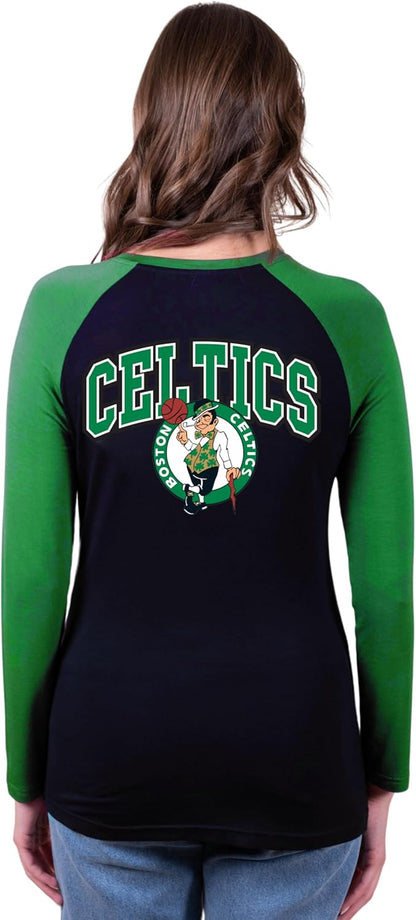 Ultra Game NBA Boston Celtics Women's Super Soft Long Sleeve Lace-up Shirt|Boston Celtics - UltraGameShop