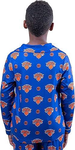 Ultra Game NBA New York Knicks Boys 2-Piece Loose-fit Button Down Pajamas Set|New York Knicks - UltraGameShop