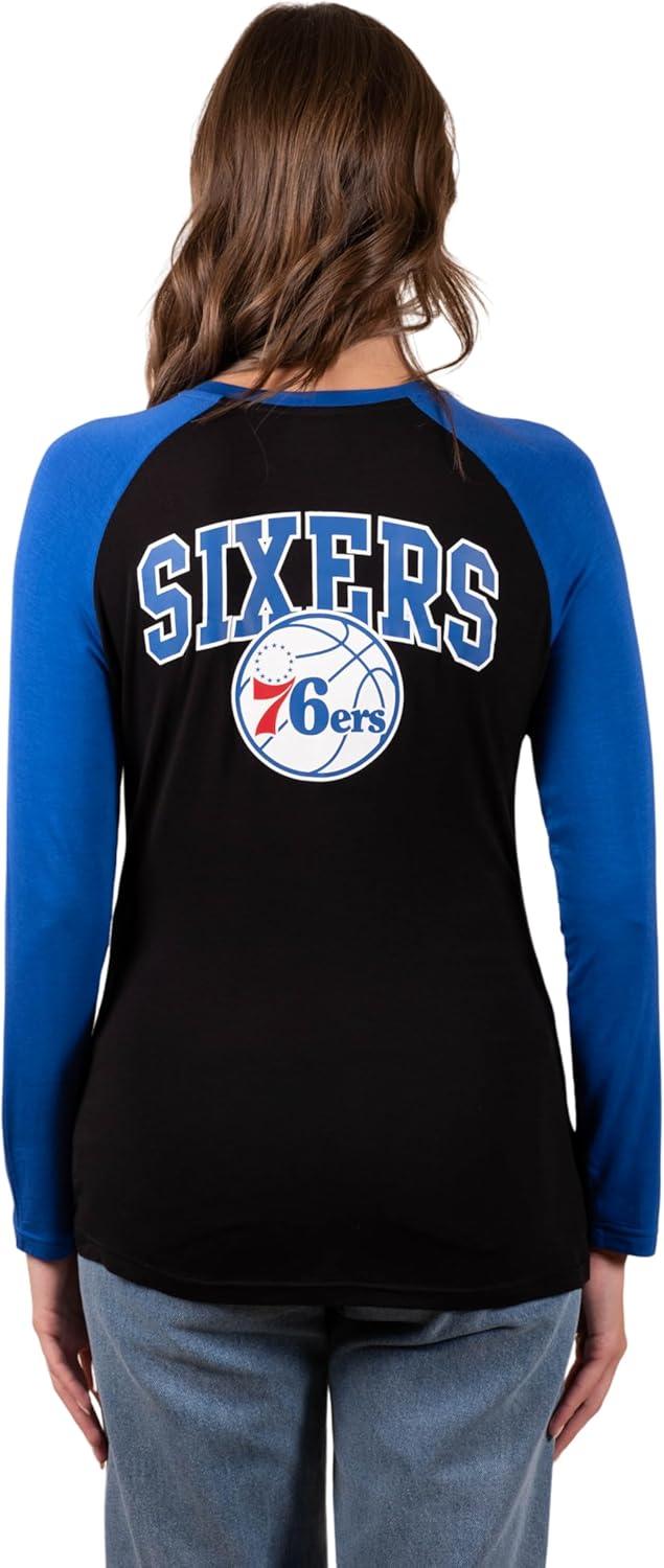 Ultra Game NBA Philadelphia 76ers Women's Super Soft Long Sleeve Lace-up Shirt|Philadelphia 76ers - UltraGameShop