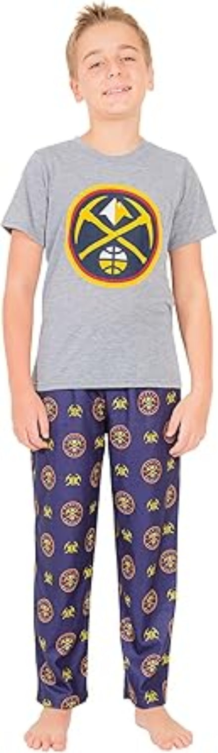 Ultra Game NBA Official Youth 2 Piece T-Shirt & Lounge Pants Pajama Set, Denver Nuggets, Boys Sizes|Denver Nuggets