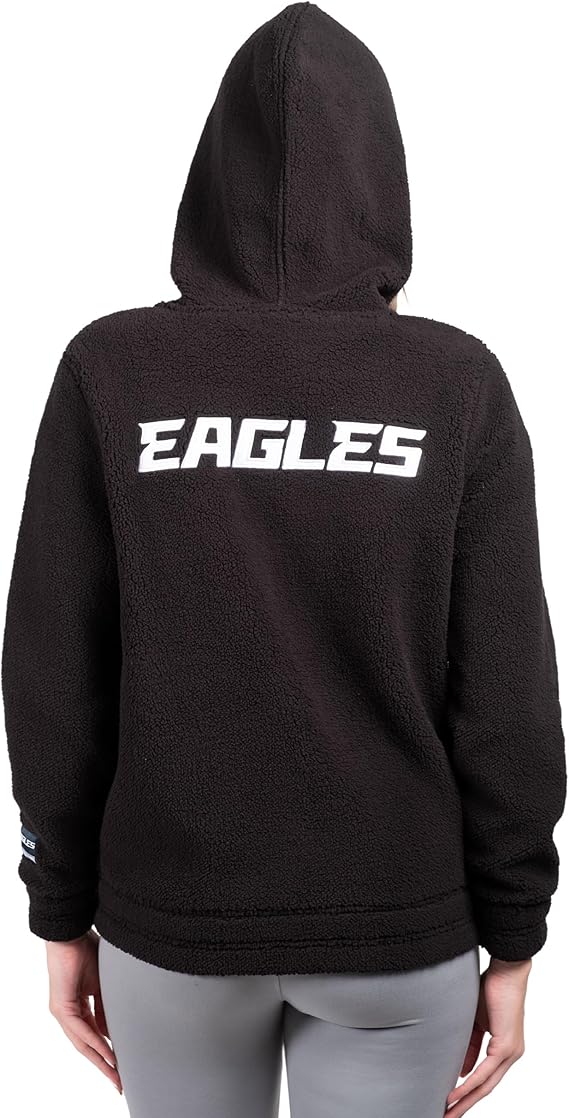 NFL Official Women's Full Zip Super Soft Sherpa Hoodie Sweatshirt Jacket - Warm Fleece Blend|Philadelphia Eagles