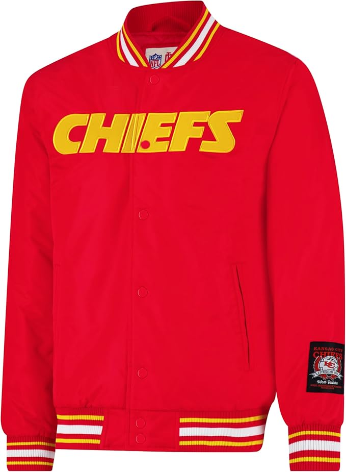 Ultra Game Adults NFL Official Smashing Records Satin Jacket|Kansas City Chiefs