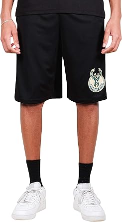 Ultra Game NBA Official Men‚Äôs Super Soft Active Workout Basketball Training Shorts - Unisex, Milwaukee Bucks, Black|Milwaukee Bucks
