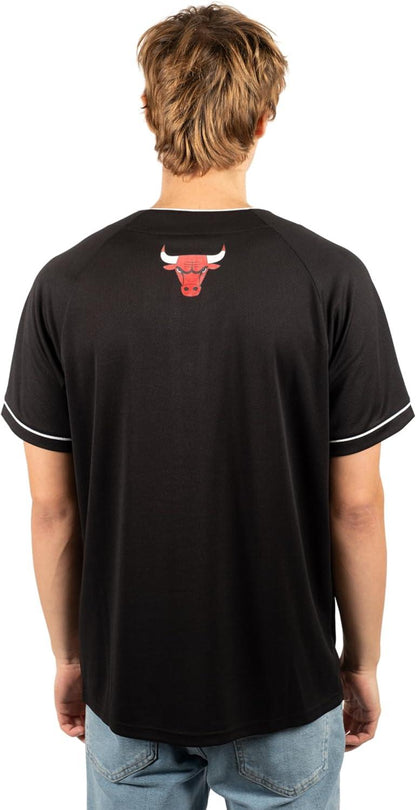 Ultra Game NBA Chicago Bulls Men's Mesh Button Down Baseball T-Shirt|Chicago Bulls - UltraGameShop